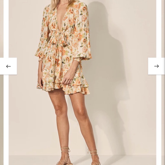 Kivari - Everly Tie-front Mini Dress - White Floral - Picture 4 of 5